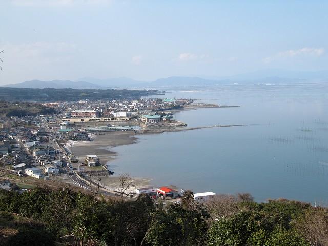 役場周辺や有明海が一望